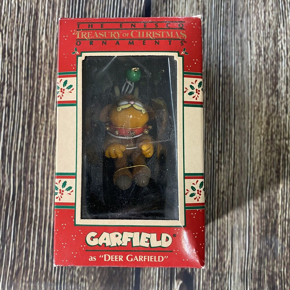 Vintage Garfield 'Deer Garfield' Treasury of Christmas Tree Ornament Flocked New